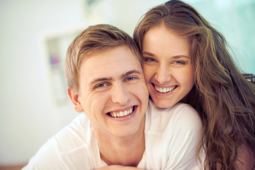 woman and man smiling