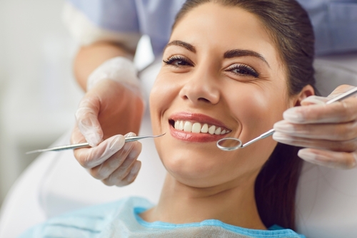 woman smiling at dentist