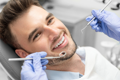 man getting a dental check up