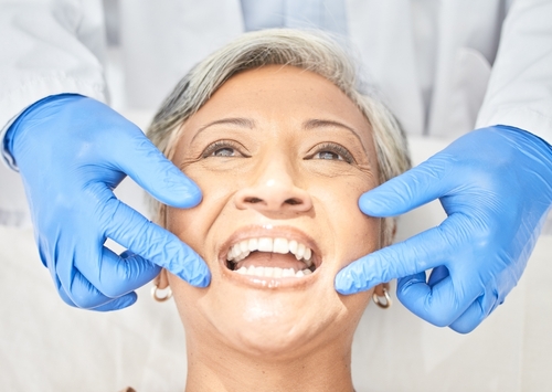 Senior,Woman,,Mouth,And,Dentist,Hands,With,Dental,Procedure