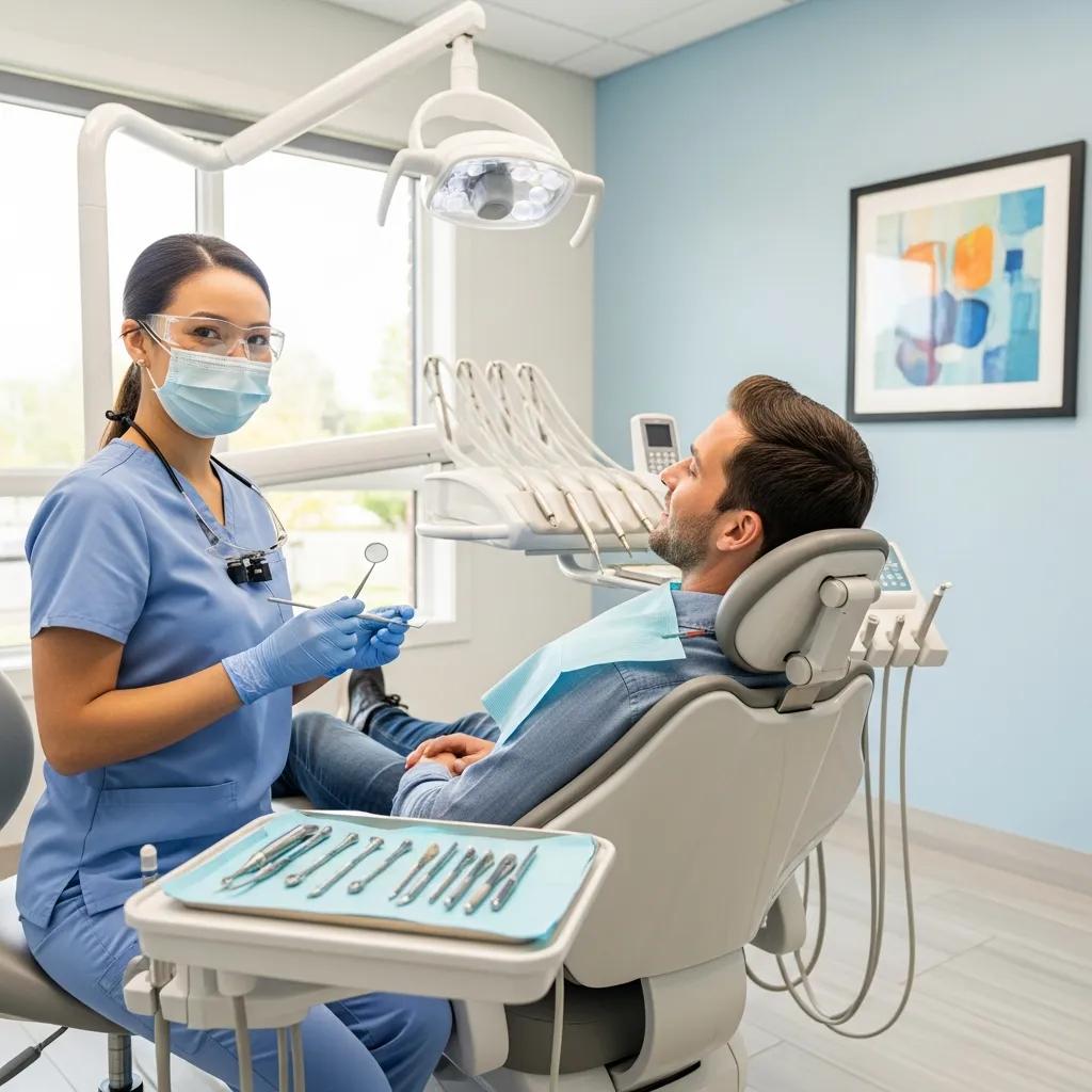 dentist preparing for tooth extraction